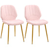 HOMCOM Velvet Dining Chairs Set of 2, 2 Piece Dining Room Chairs with Backrest, Padded Seat and Steel Legs, Pink