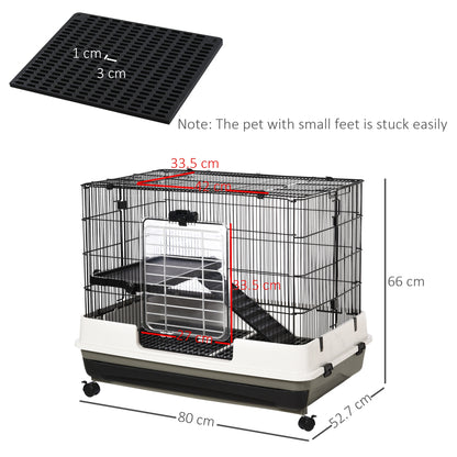 PawHut Small Animal Guinea Pigs Hutches Steel Wire Rabbit Cage Pet Play House W/ Waste Tray Black