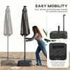Outsunny Garden Parasol Base with Wheels, Telescopic Handle, 72 kg /45 kg Fillable Sun Umbrella Base Parasol Stand, Black