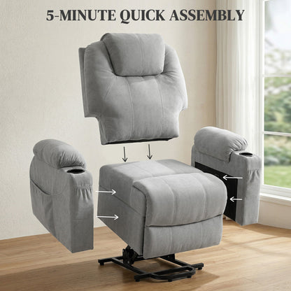 HOMCOM Power Lift Recliner Chair with Pocket Spring, Electric Lift Chair with Wide Backrest, Light Grey