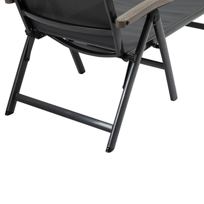 Outsunny Set of 2 Outdoor Folding Sun Loungers, 5-Position Adjustable Chaise Lounge Chairs with Aluminium Frame for Patio, Garden, Grey