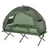 Outsunny Single Bed for Camping Foldable Camping Bed with Mattress for 1-Person Camping & Hiking, Green