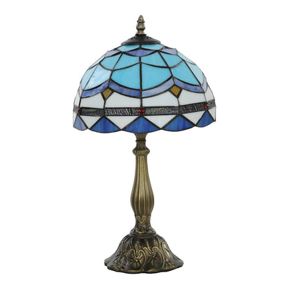 HOMCOM Tiffany Stained Glass Table Lamp, Handmade Antique Bedside Lamp, Decorative Night Light
