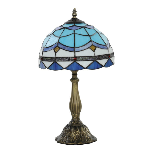 HOMCOM Tiffany Stained Glass Table Lamp, Handmade Antique Bedside Lamp, Decorative Night Light