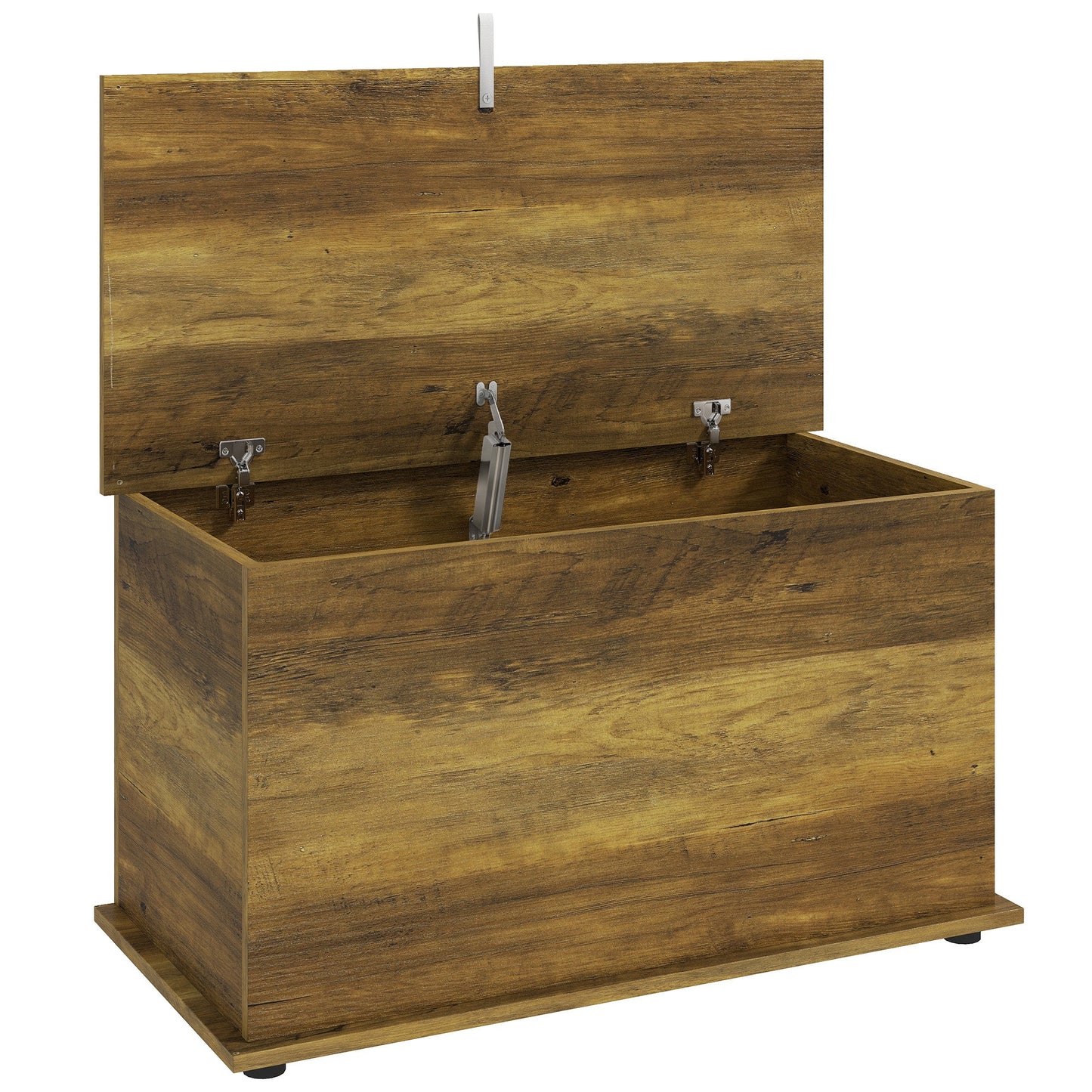 HOMCOM Storage Chest, 102L Blanket Box, Shoe Bench with Safety Hinged Lid, Bed End Bench for Bedroom, 80 x 40 x 45cm, Brown