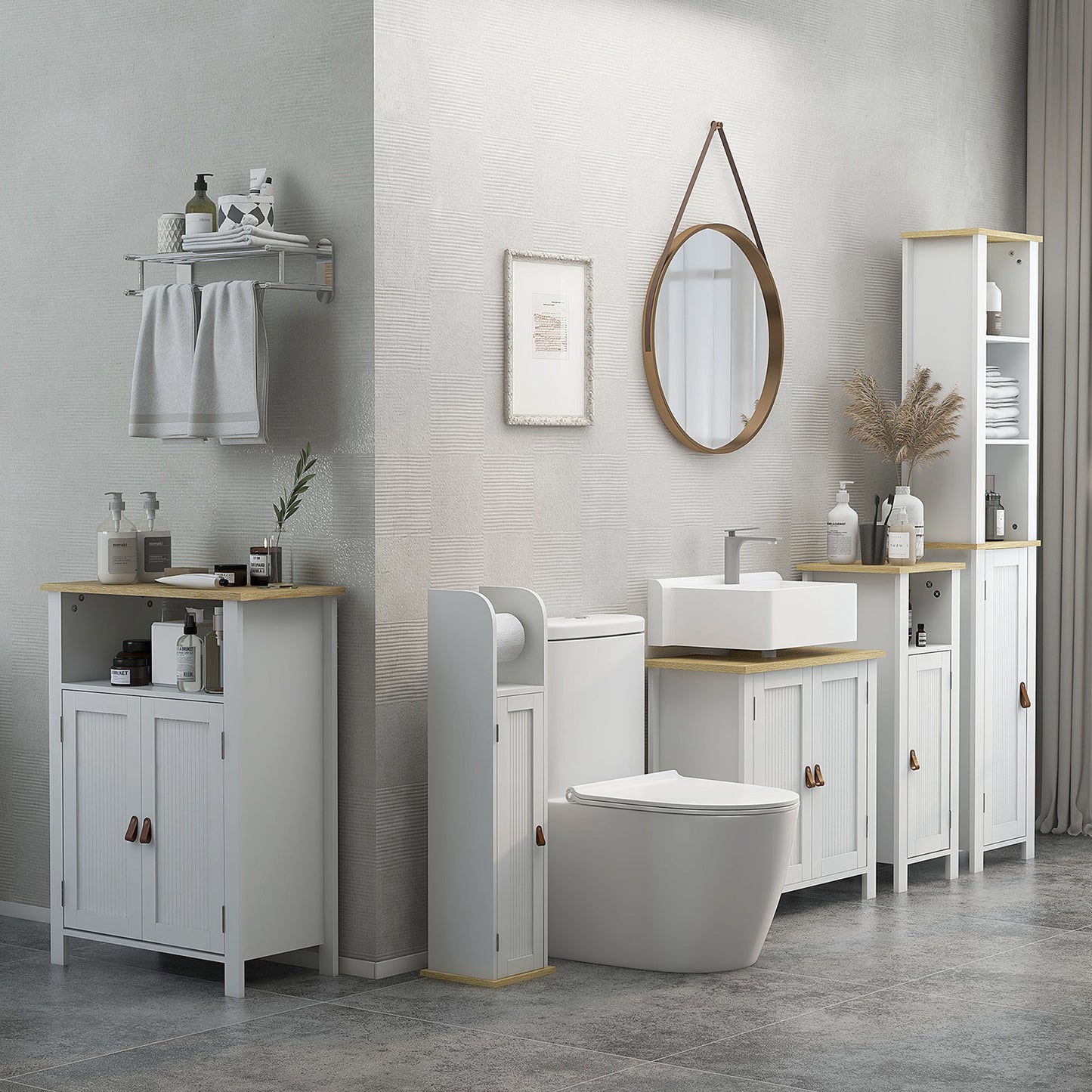 kleankin Under Sink Bathroom Cabinet for Basin without Pedestal - White