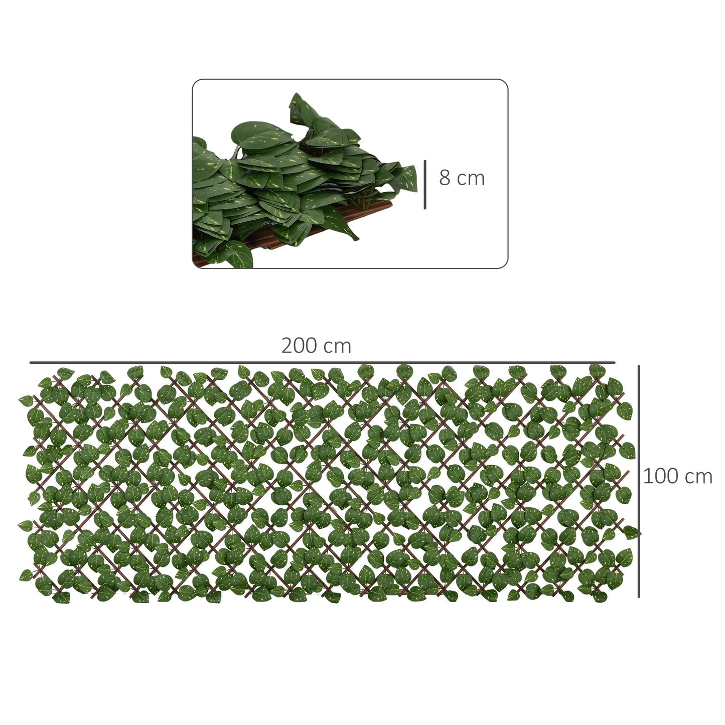 Outsunny Set of 2 Expandable Artificial Trellis Hedges - Realistic Leaf Privacy Screen, 2 x 1 m