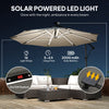 Outsunny 3 m Garden Cantilever Parasol with LED Solar Light, Round Overhanging Umbrella with 360Â° Rotation, Cover, Grey