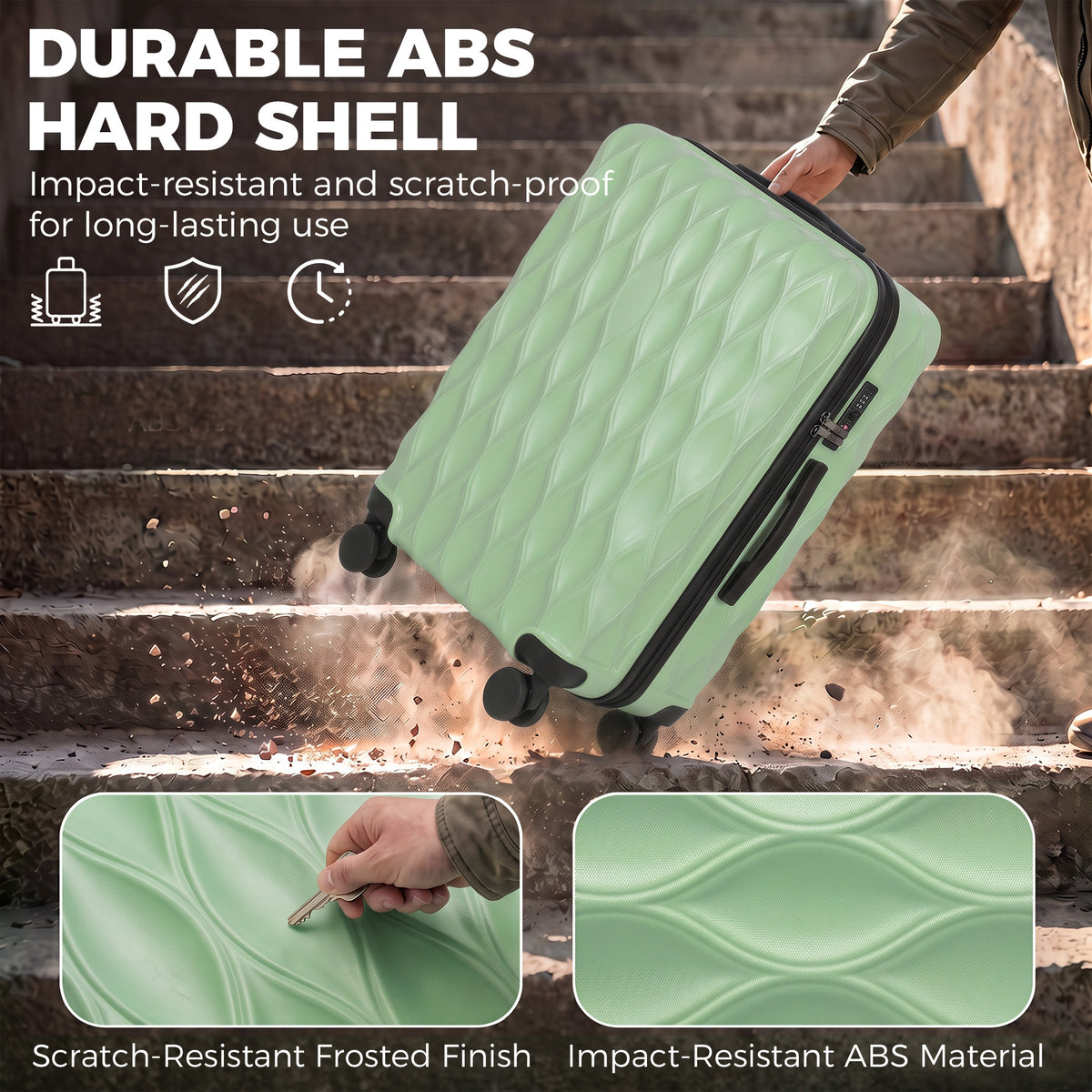 HOMCOM 3-Piece Suitcase Set in Green