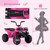 6V 4-Wheeler Quad Car with One-Button Start and Tread Tires-Pink