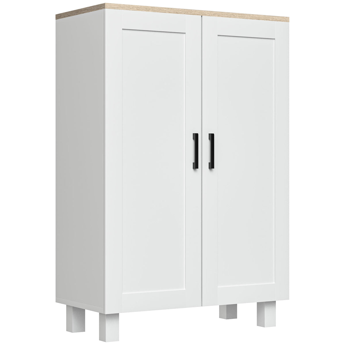 HOMCOM Nordic Sideboard Storage Cabinet with Adjustable Shelf Coffee Bar Cabinet Two Doors 60 x 30 x 90 cm White