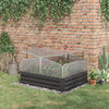 Outsunny Galvanised Raised Garden Bed, Outdoor Planter Box with Greenhouse and Cover for Vegetables, Flowers, Dark Grey