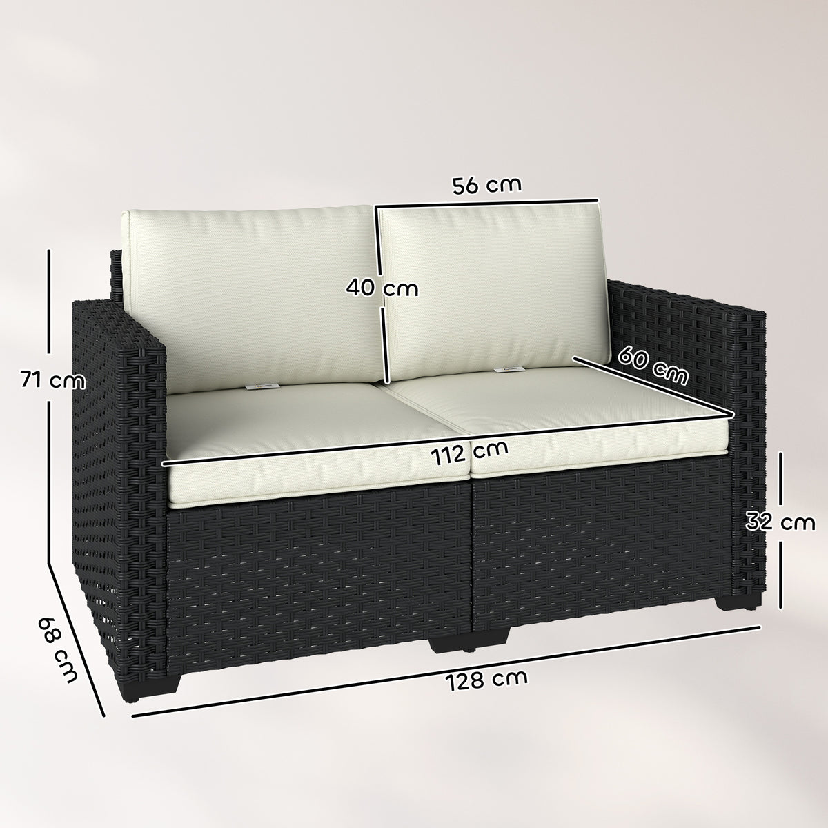Outsunny 2 Seater Rattan Sofa in Black