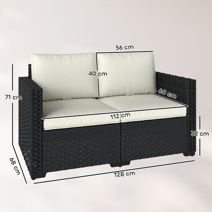 Outsunny 2 Seater Rattan Sofa in Black