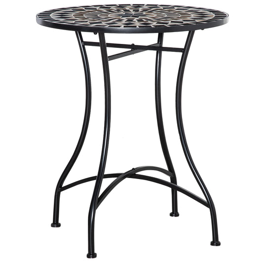 Outsunny 60cm Mosaic Outdoor Patio Table - Black