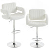HOMCOM Bar Stools Adjustable Swivel Kitchen Chairs with Backrest Armrest Set of 2 PU Leather White