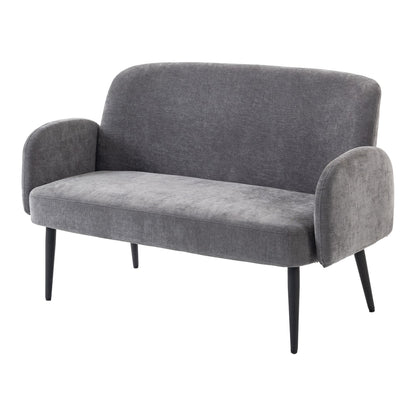 HOMCOM 132cm 2 Seater Sofa, Velvet Comfy Small Sofa Couch with Wide Seat, Thick Padding, Tapered Metal Legs, Light Grey