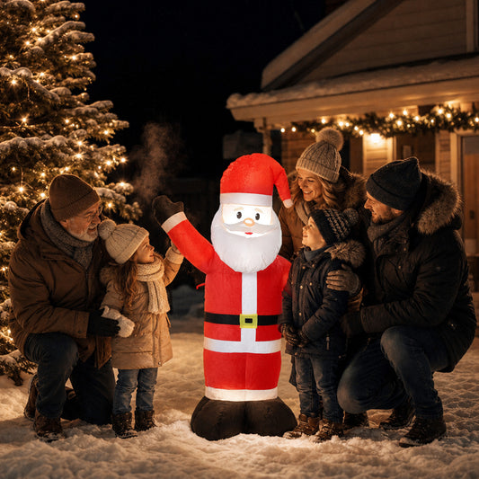 Outsunny 5ft Christmas Inflatable Velvet Look Santa Claus in Red