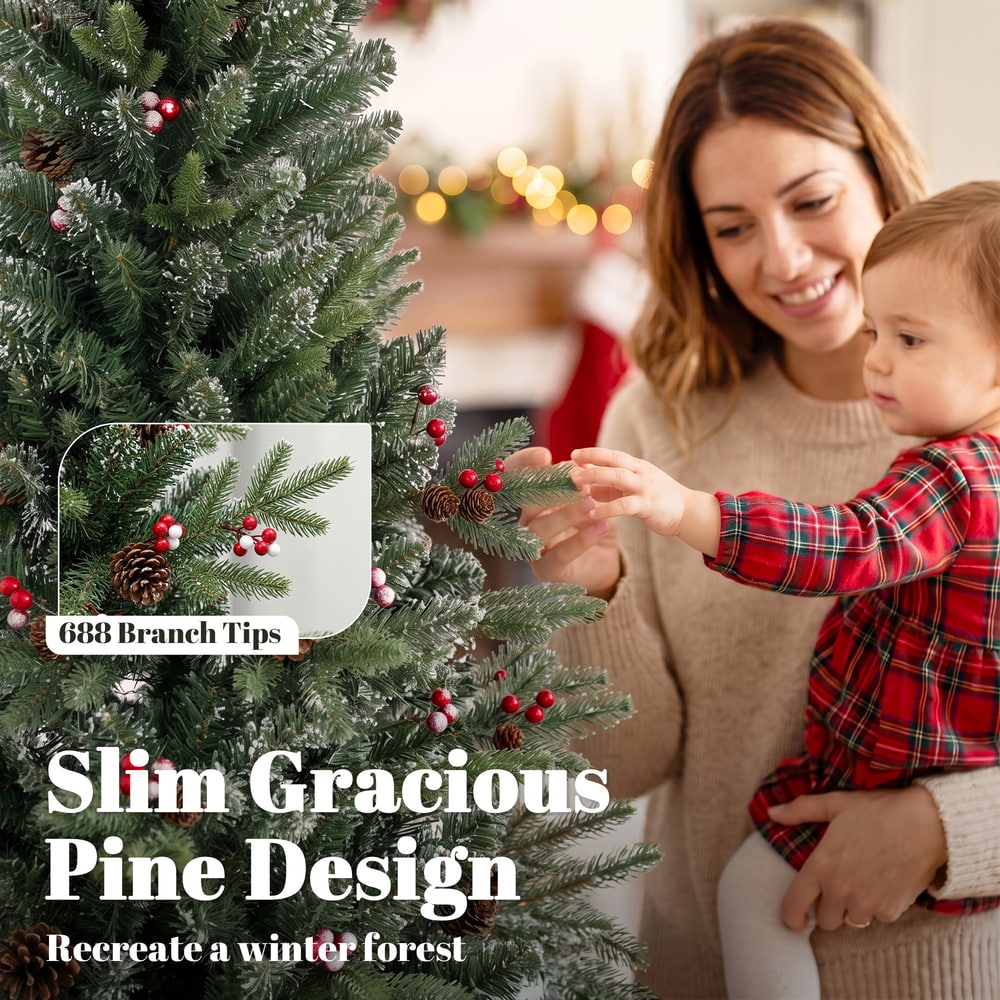 HOMCOM Slim Gracious Pine Xmas Tree in Green