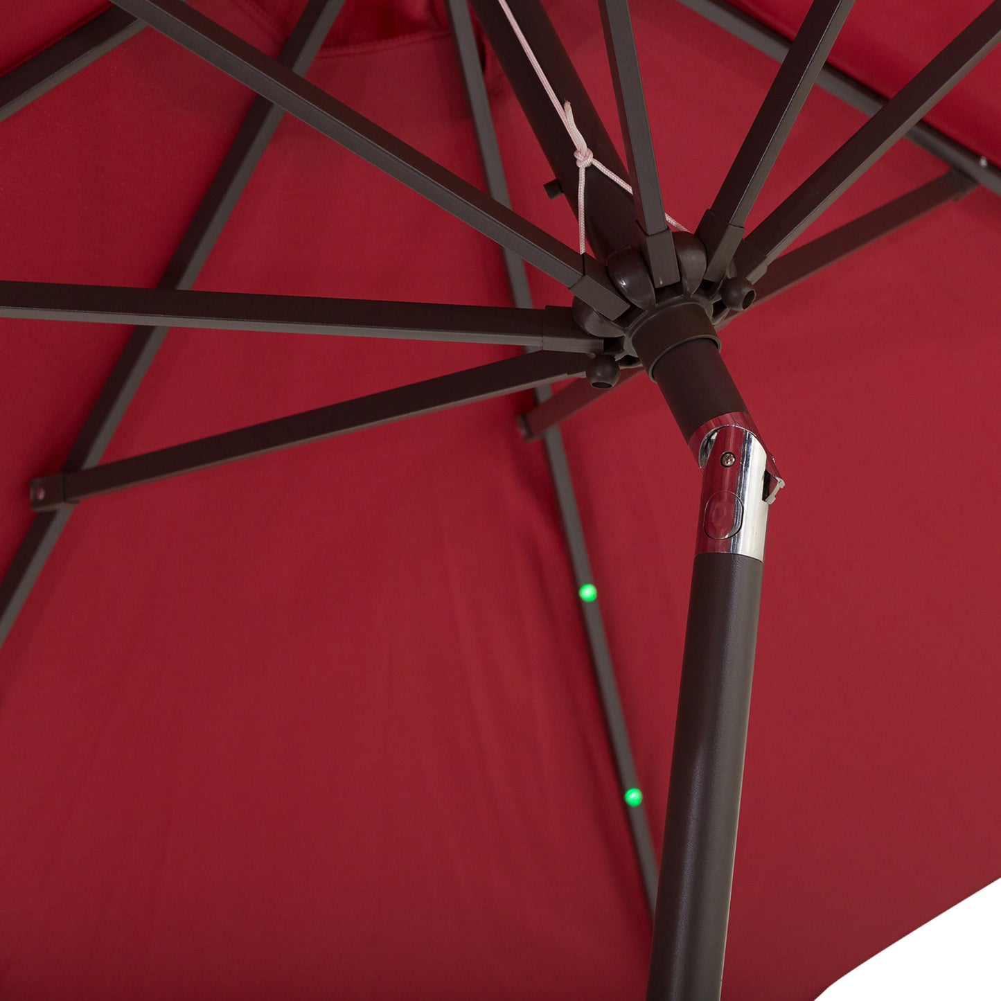 Outsunny 2.7m Garden 24 LED Light Parasol Solar Outdoor Tilt Sun Umbrella Patio Club Party Event Manual Sun Shade w/ Hand Crank and 8 Ribs, Red