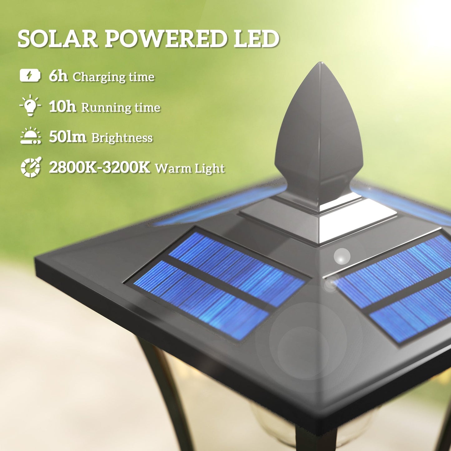 Outsunny Garden Solar Lamp Post Light, Waterproof LED Solar Light Post with Planter, Black