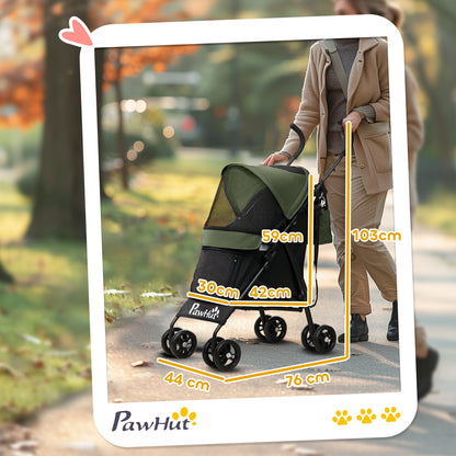 PawHut Foldable Dog Stroller in Dark Green