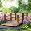 Outsunny 1.5M Wooden Garden Bridge Lawn Decor Stained Finish Arc Outdoor Pond Walkway w/ Railings Water Yard Decoration