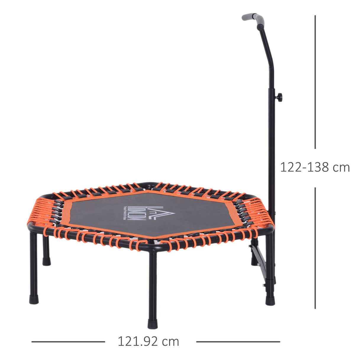 HOMCOM Mini Trampoline W/Adjustable Handle Bar in Black and Orange
