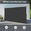 Outsunny Retractable Side Awning, Outdoor Privacy Screen for Garden, Hot Tub, Balcony, Terrace, Pool, 400 x 180cm, Black