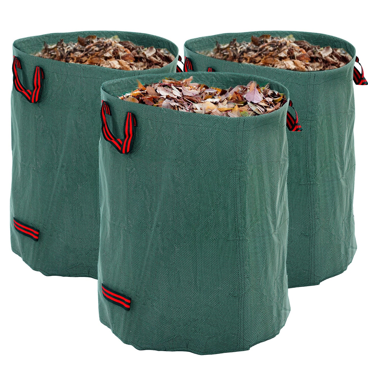 Outsunny Garden Waste Bags, 300L x 3 Heavy Duty Garden Bags, Foldable and Reusable Waste Sacks with Handles for Loading Leaf, Trash, Debris, Green