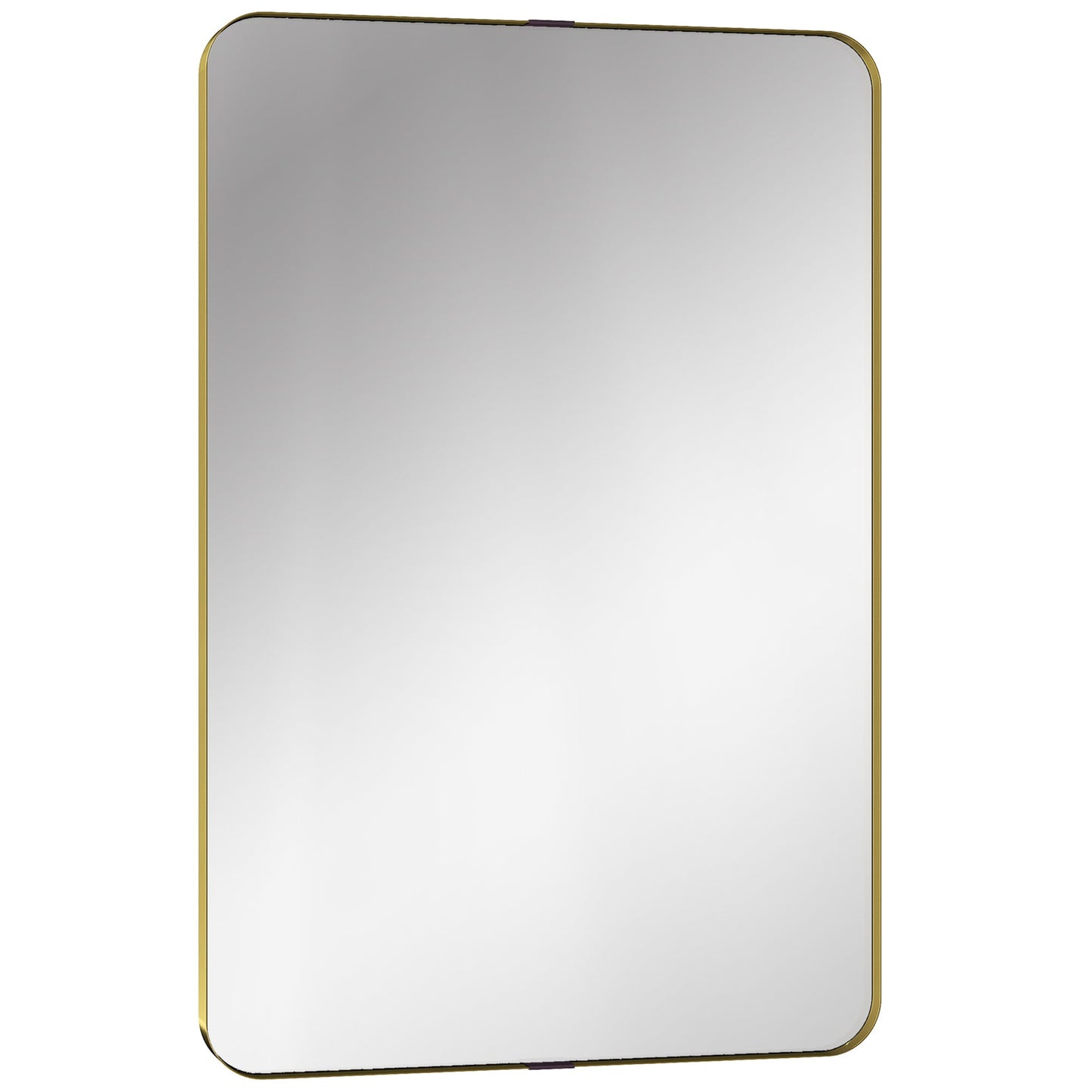 HOMCOM Rectangular Wall Mirror, 90 x 60 cm Wall Mounted Bathroom Mirror w/ Aluminium Alloy Frame and Tempered Glass, Gold Tone