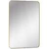 HOMCOM Rectangular Wall Mirror, 90 x 60 cm Wall Mounted Bathroom Mirror w/ Aluminium Alloy Frame and Tempered Glass, Gold Tone