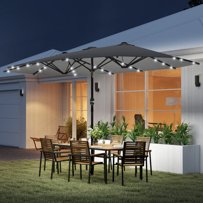 Outsunny 4.4m Double-Sided Sun Umbrella Patio Parasol in Dark Grey