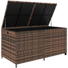 Outsunny 650L Garden Storage Box with 2 Wheels, Rattan Deck Box with Waterproof Zipped Liner, Safe Pneumatic Rods, Mixed Brown