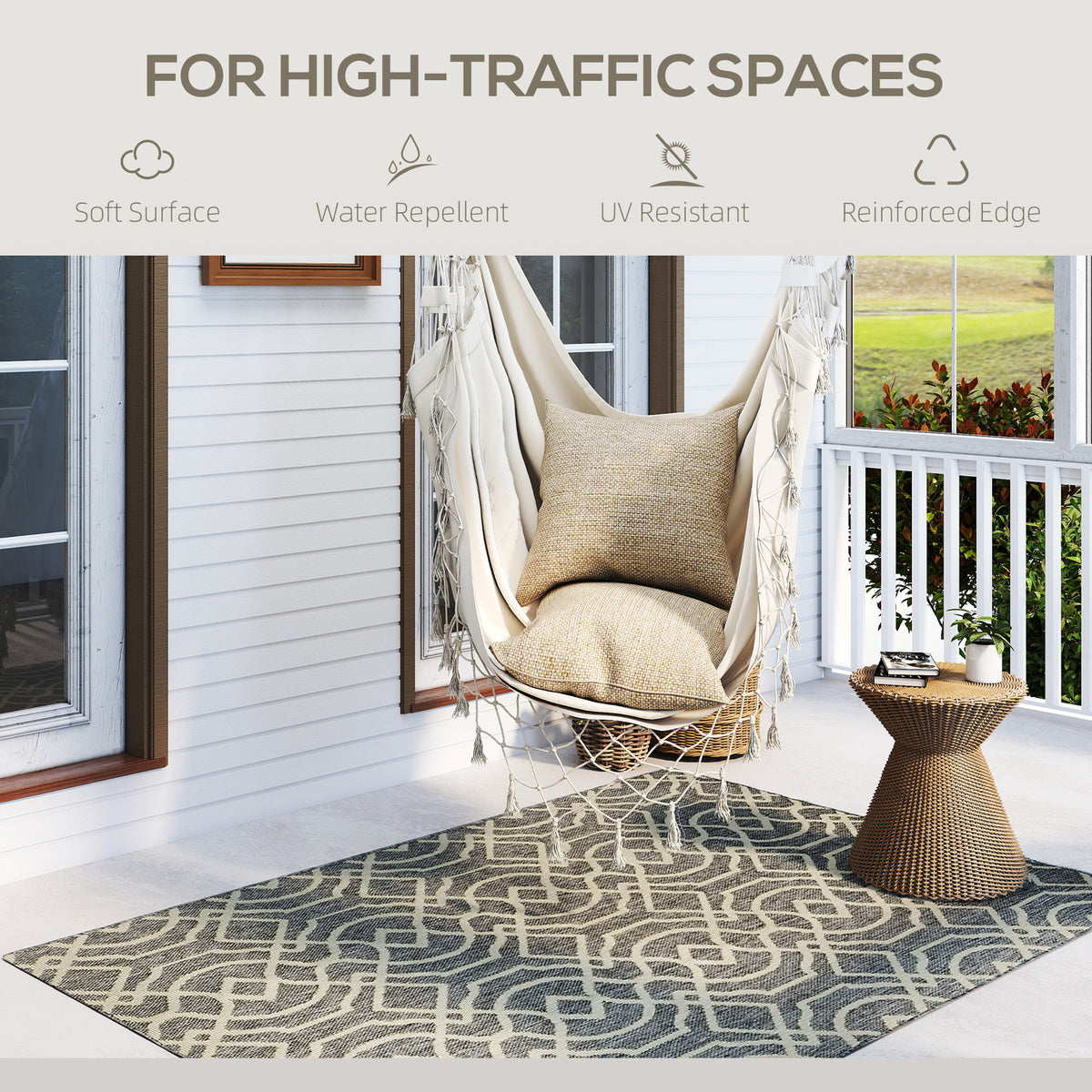 HOMCOM UV Resistant Indoor & Outdoor Area Rug in Grey