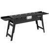 Outsunny Portable BBQ Grill, Foldable Charcoal Grill for Camping and Picnics with 2 Side Shelves and Handle, Black