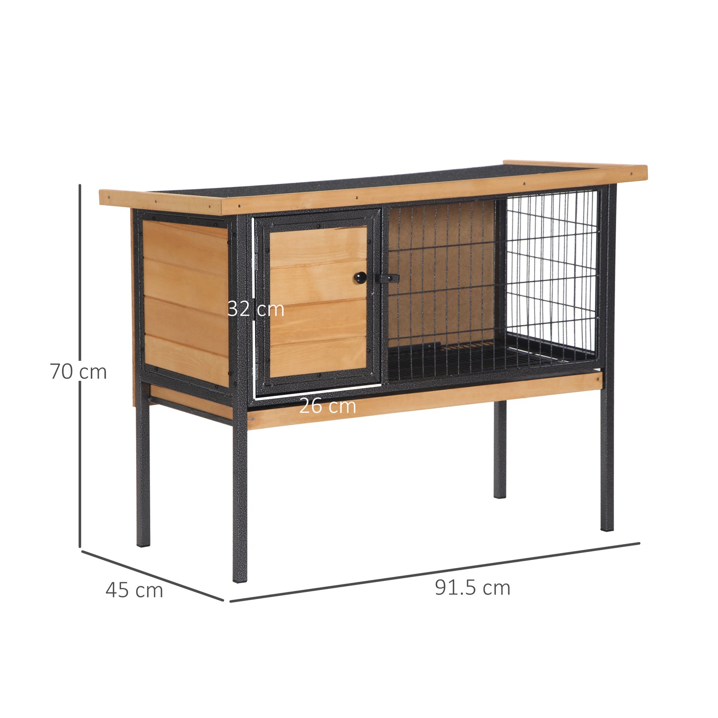 PawHut Wooden Guinea Pigs Hutches Elevated Pet House Bunny with Slide-Out Tray Outdoor Natural
