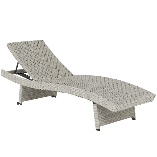 Outsunny Outdoor PE Rattan Sun Lounger in Grey
