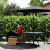 Outsunny Square Garden Dining Table with Tempered Glass Top & Umbrella Hole, 100 x 100 cm