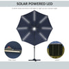 Outsunny 3(m) LED Cantilever Parasol Outdoor Sun Umbrella w/ Base Solar Lights Blue