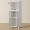 HOMCOM Freestanding Kitchen Cupboard, 4-Door Storage Cabinet with Adjustable Shelf and Glass Doors for Dining Room, Living Room, White