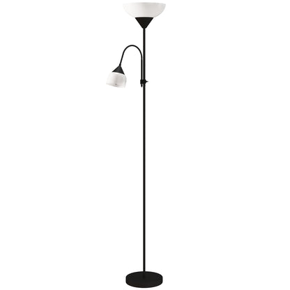 مصباح أرضي LED من HOMCOM لغرفة المعيشة، مصباح قائم طويل بطول 180 سم، مصباح إضاءة علوي للأم والطفل مع عنق مرن قابل للتعديل، 3000K/4500K/6500K درجات حرارة الألوان، أسود
