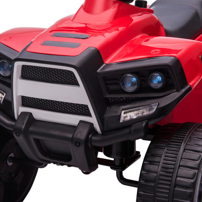 HOMCOM 6V Kids Electric Ride on Car, ATV Toy, Quad Bike with Headlights, Horn, for Toddlers 18-36 Months Red