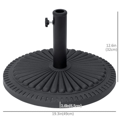 Outsunny 14kg Round Cement Parasol Base Umbrella Weight Stand Holder Fits 35mm,38mm,48mm Pole for Patio Outdoor Garden - Black