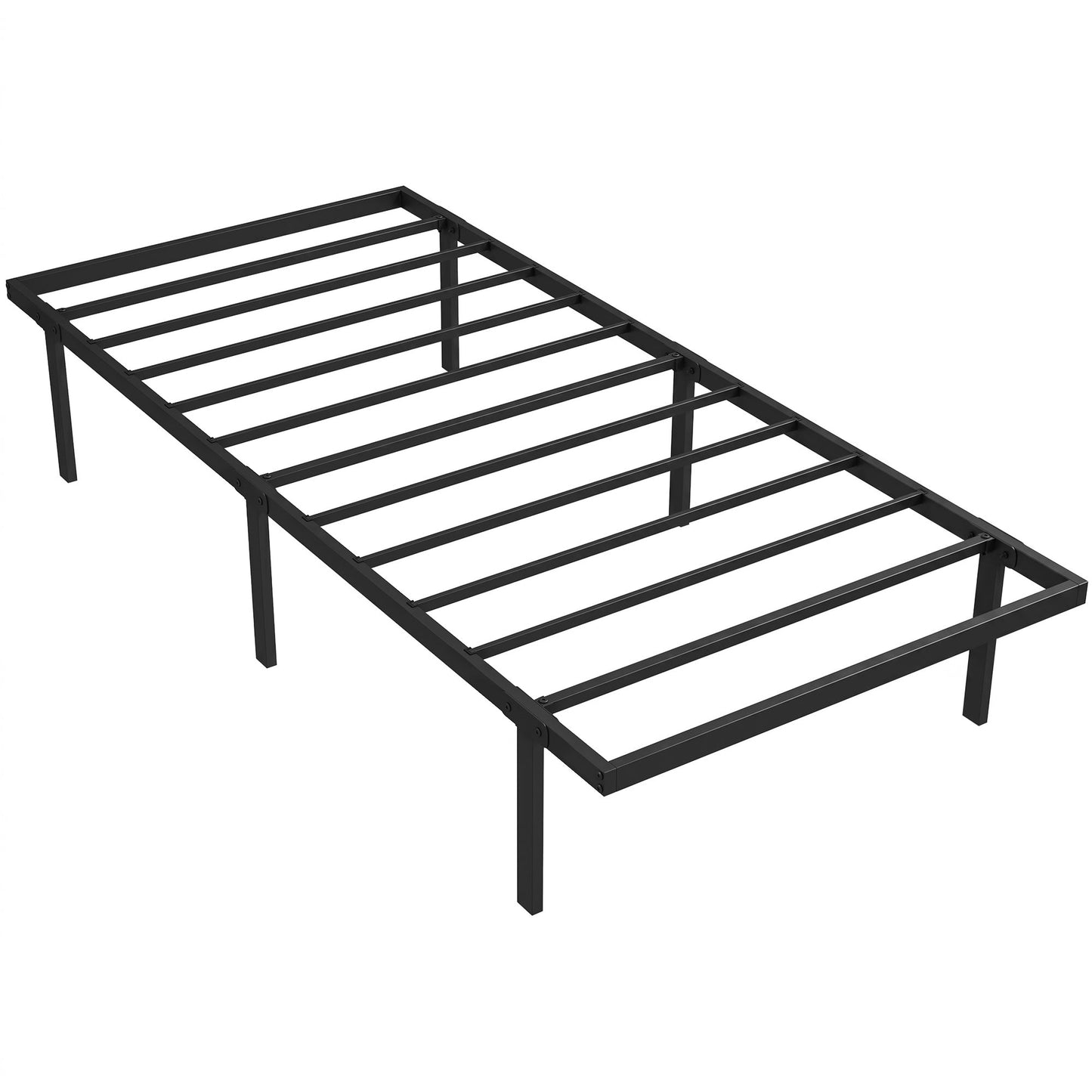 HOMCOM 3ft Single Bed Frame with Underbed Storage, Metal Platform Bed Frame with Steel Slat Support, No Box Spring Needed