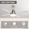 HOMCOM Ceiling Fan with LED Light, Flush Mount Ceiling Fan Lights with Reversible Blades, Remote, Silver and Black
