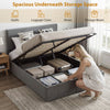HOMCOM King Size Bed Frame Gas Side Lift Under Bed Storage Upholstered Platform Bed Tufted Headboard for 150 x 200 cm Mattress