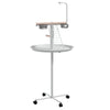 PawHut Bird Stand with Four Wheels, Perches, Stainless Steel Feed Bowls, Round Tray, for Garden, Indoor, Outdoor - White