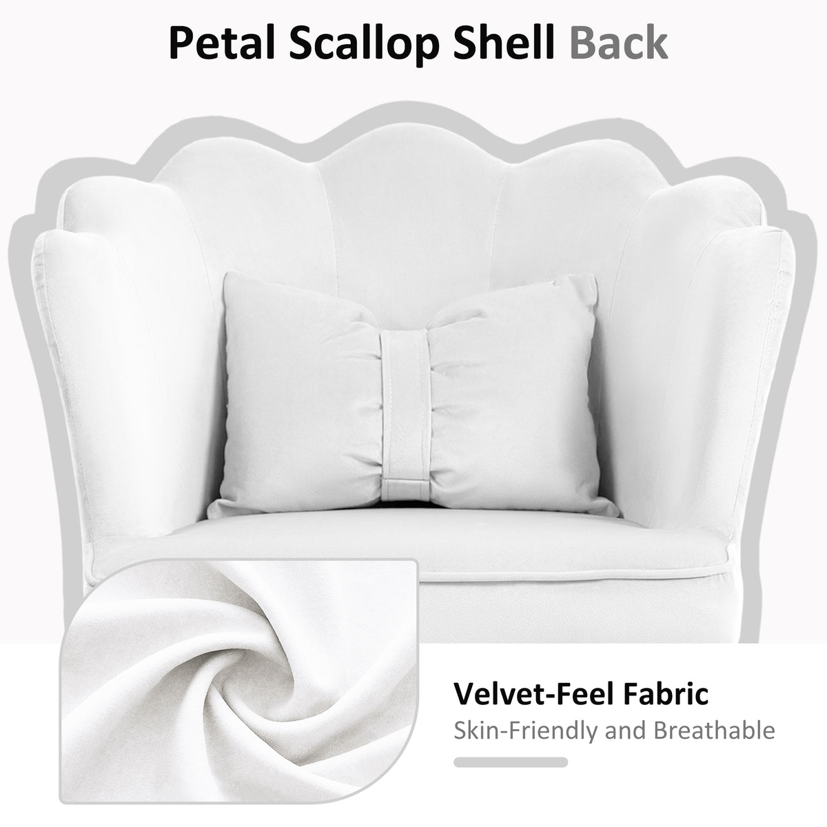 HOMCOM Velvet-Feel Petal Back Office Chair in White