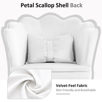 HOMCOM Velvet-Feel Petal Back Office Chair in White